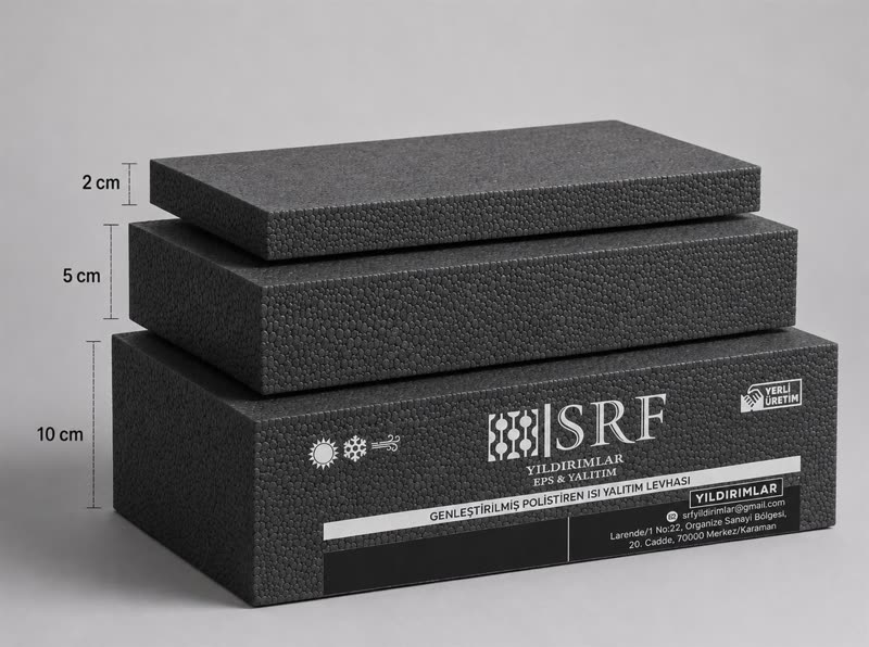 SRF Yıldırımlar karbonlu (grafitli) EPS ısı yalıtım levhası — 2, 5 ve 10 cm kalınlıklar